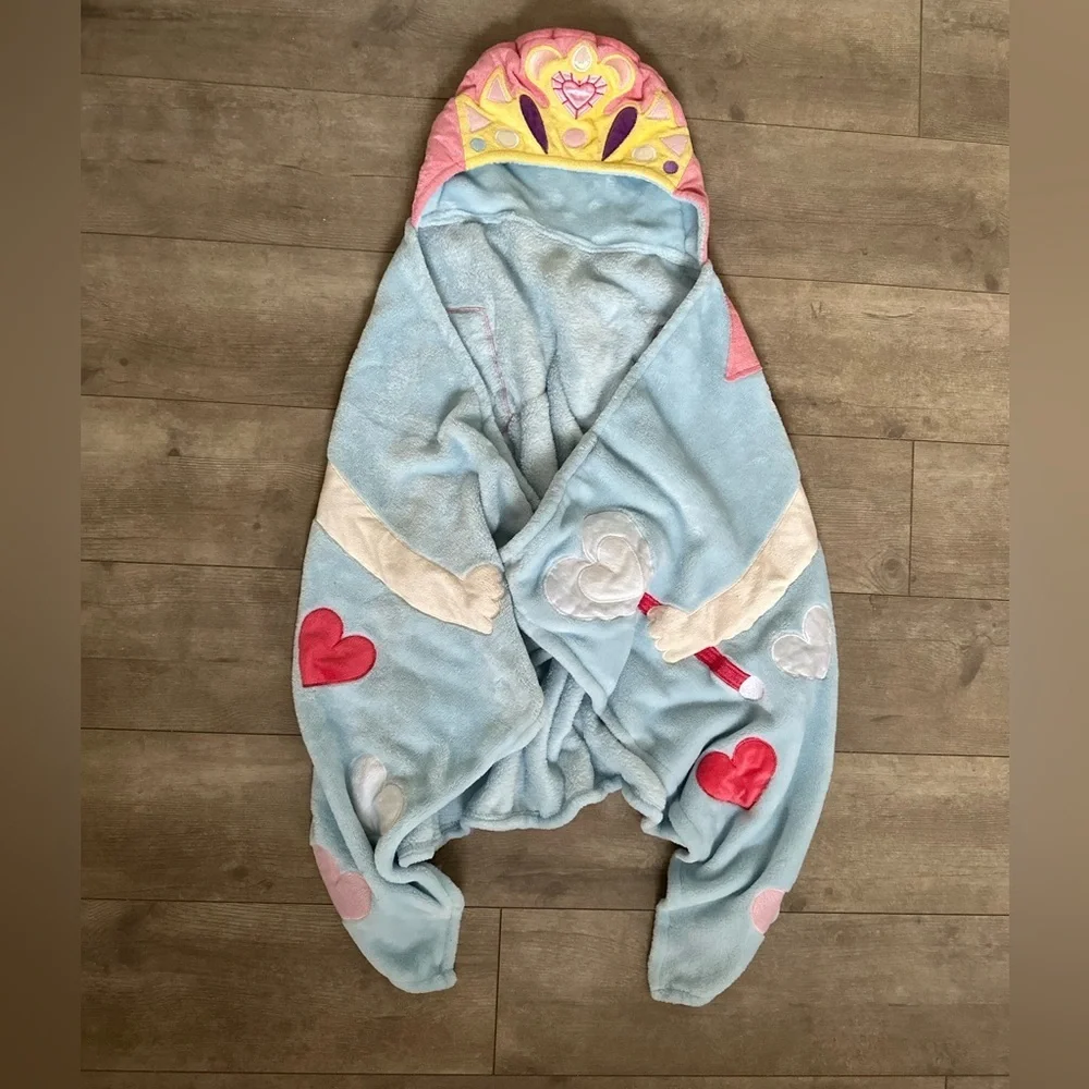 Adorable Kids Princess Hooded Fleece Towel Like New 27” x 52”  Bin OO